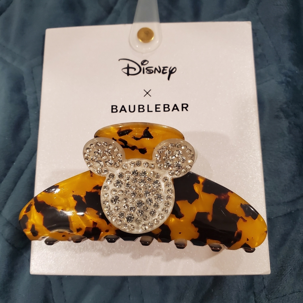 NWT Disney x Baublebar Mickey Silver Rhinestone and Tortoise Shell Hairclip